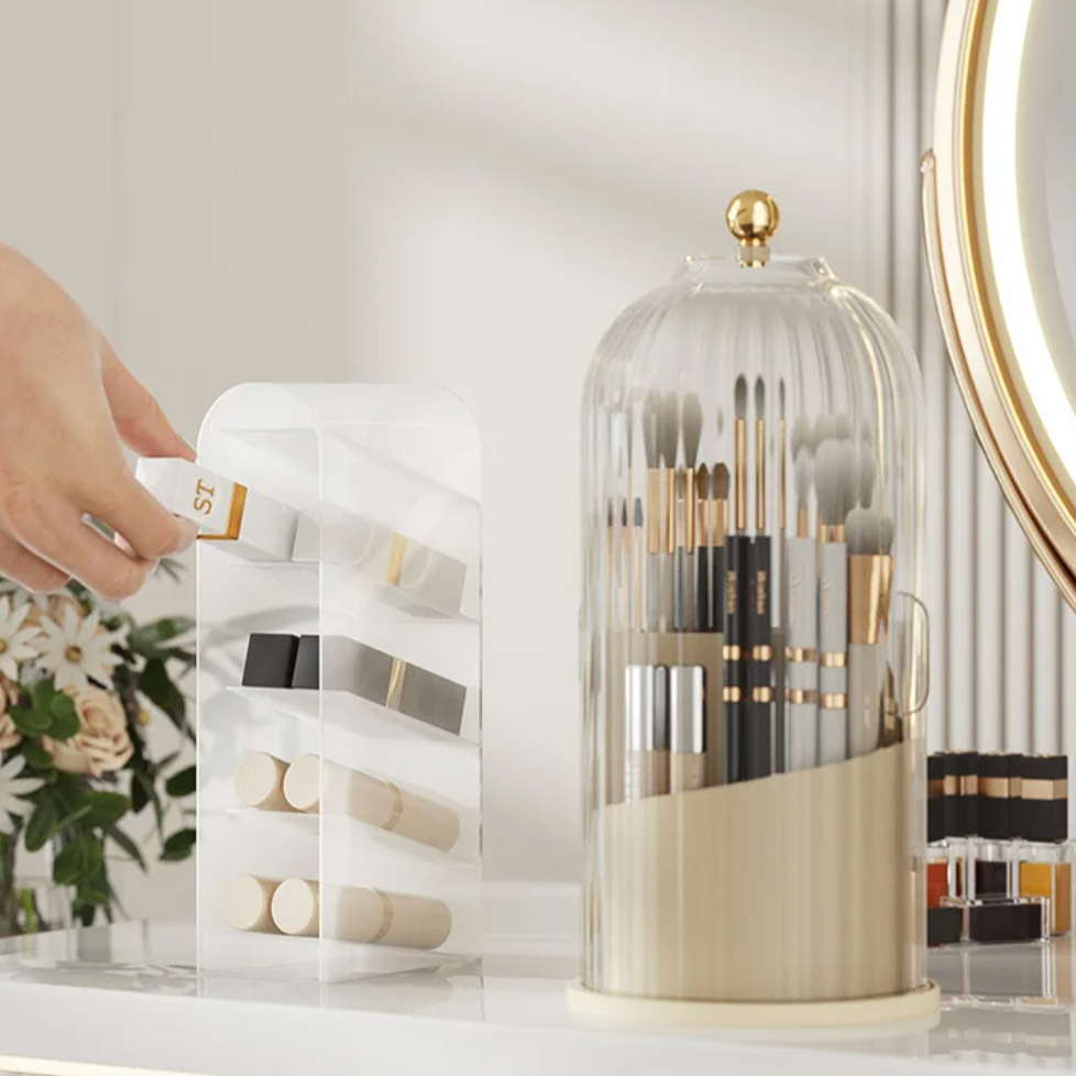 OrganizeLuxe – Luxury Acrylic Cosmetics Organizer with 360° Rotation