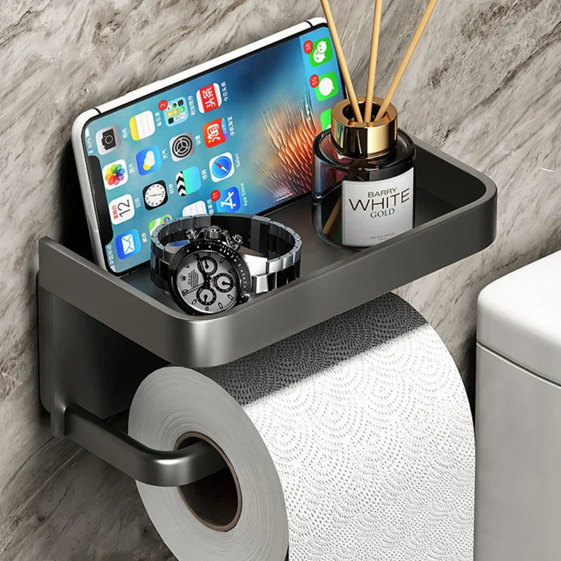 AeroShelf – Modern Toilet Paper Holder with Stylish Storage Shelf