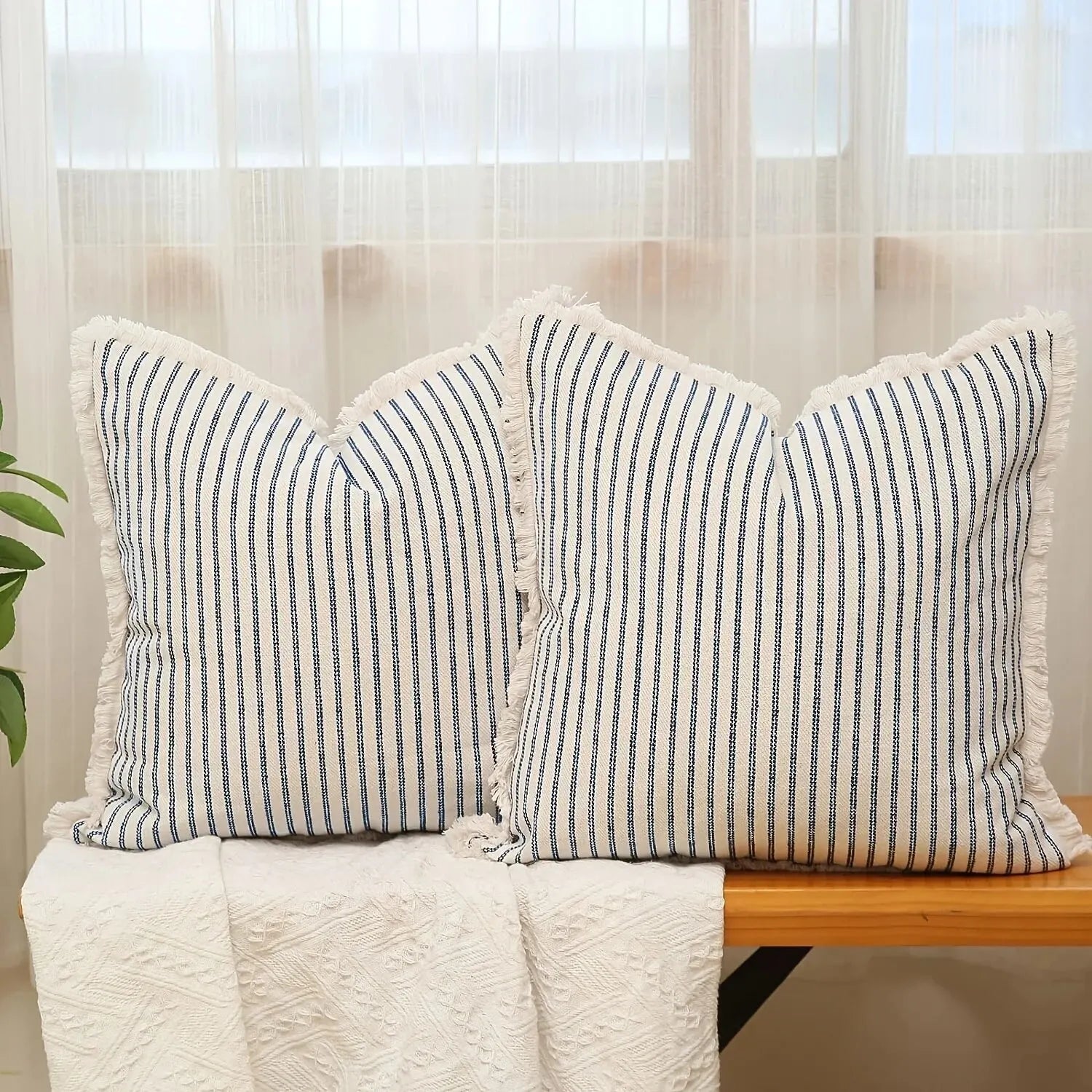 NordicLuxe – Jacquard Cushion Covers with Elegant White Frill