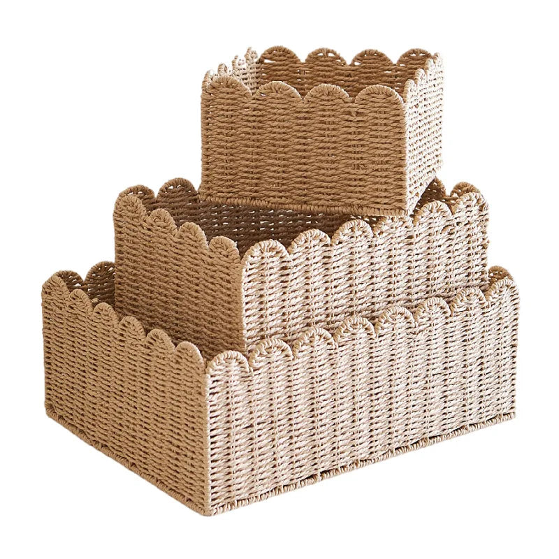 WillowNest – Handwoven Wicker Storage Basket with Wave Edge in Three Sizes
