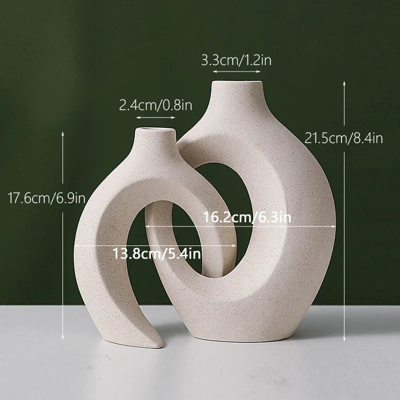 FormaLuxe – Modern Minimalist Set of 2 Ceramic Vases with Timeless Elegance