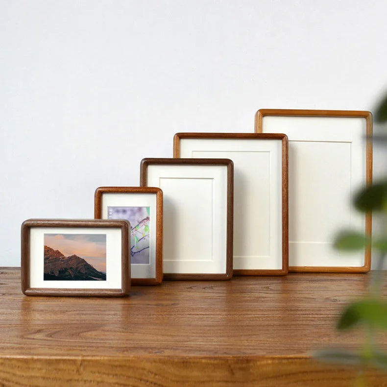 Cadre Photo Massif en Bois avec Passe-Partout et Coins Arrondis pour Table