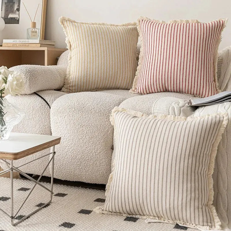 NordicLuxe – Jacquard Cushion Covers with Elegant White Frill