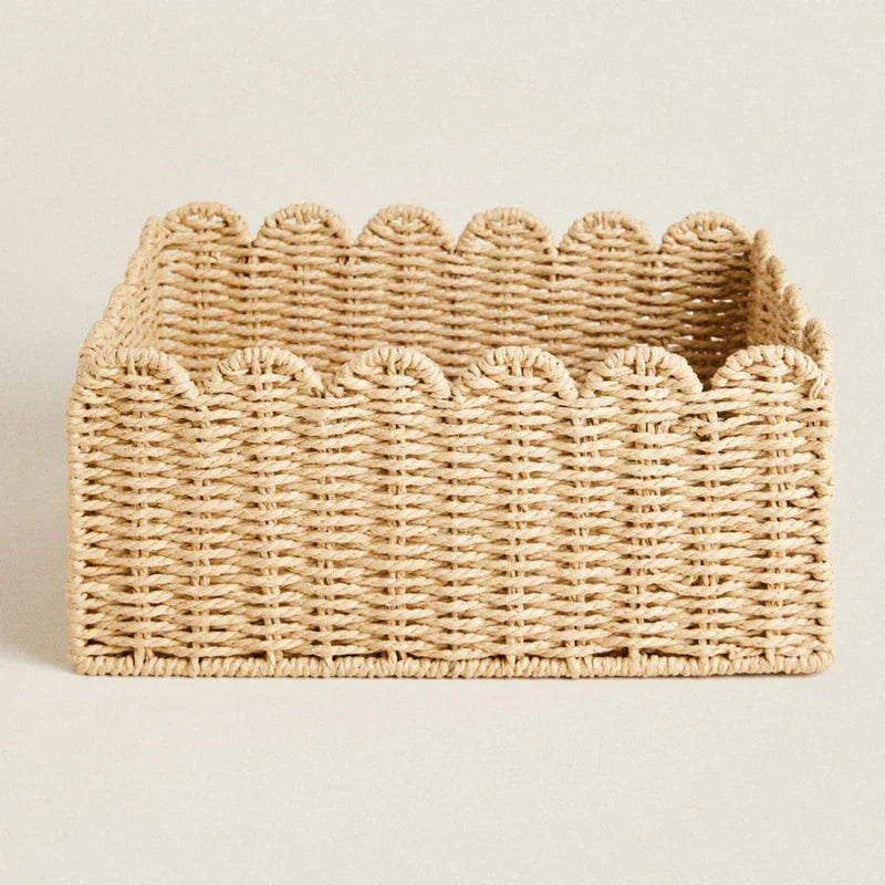 WillowNest – Handwoven Wicker Storage Basket with Wave Edge in Three Sizes