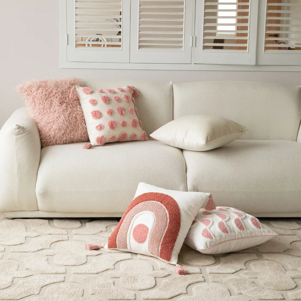 Sienna – Geometrische Tufted Kussenhoes met Borduursels & Luxe Textuur