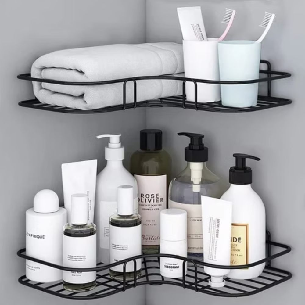 AquaForm Elegant Corner Rack – Stylish Bathroom Organizer for Smart Storage Space