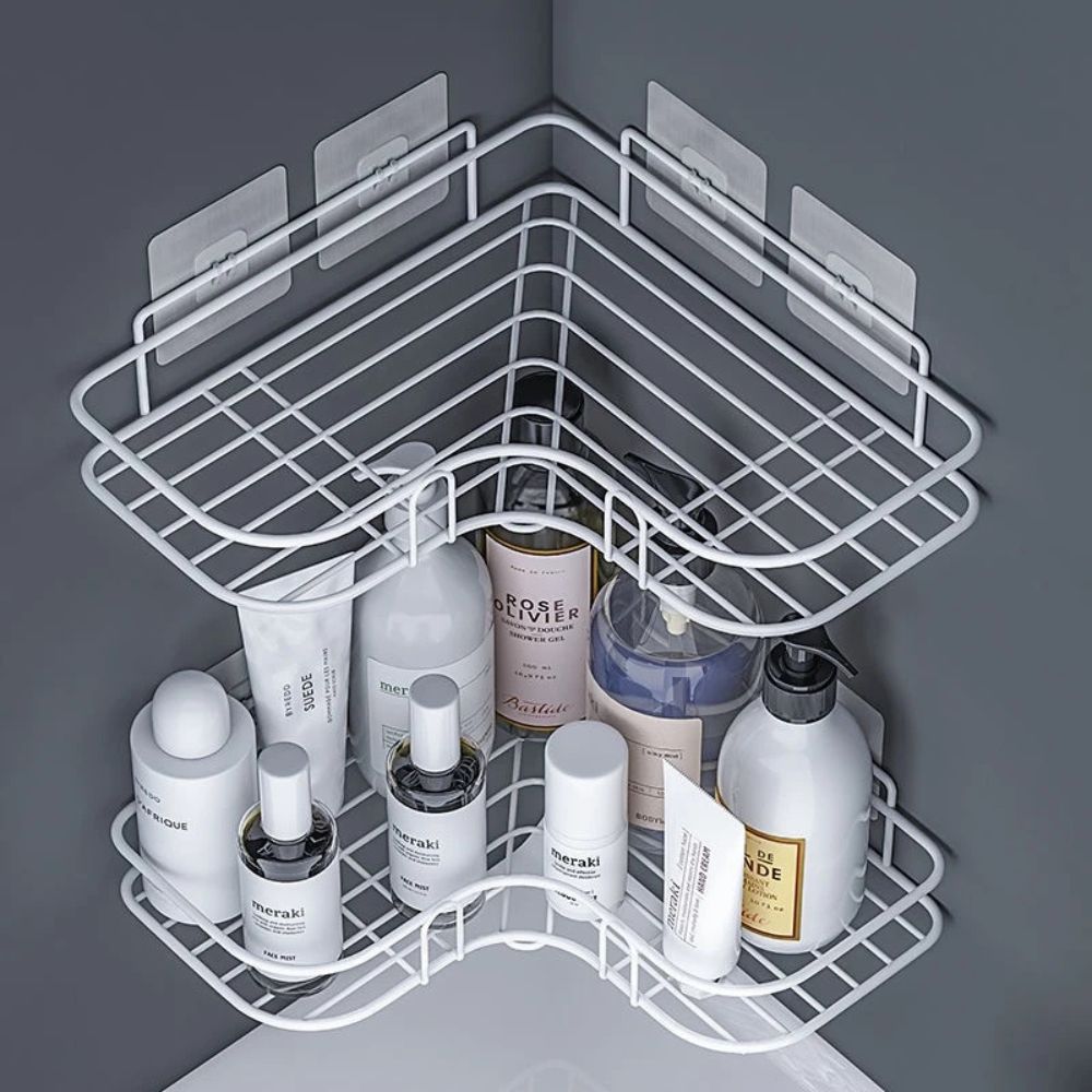 AquaForm Elegant Corner Rack – Stylish Bathroom Organizer for Smart Storage Space