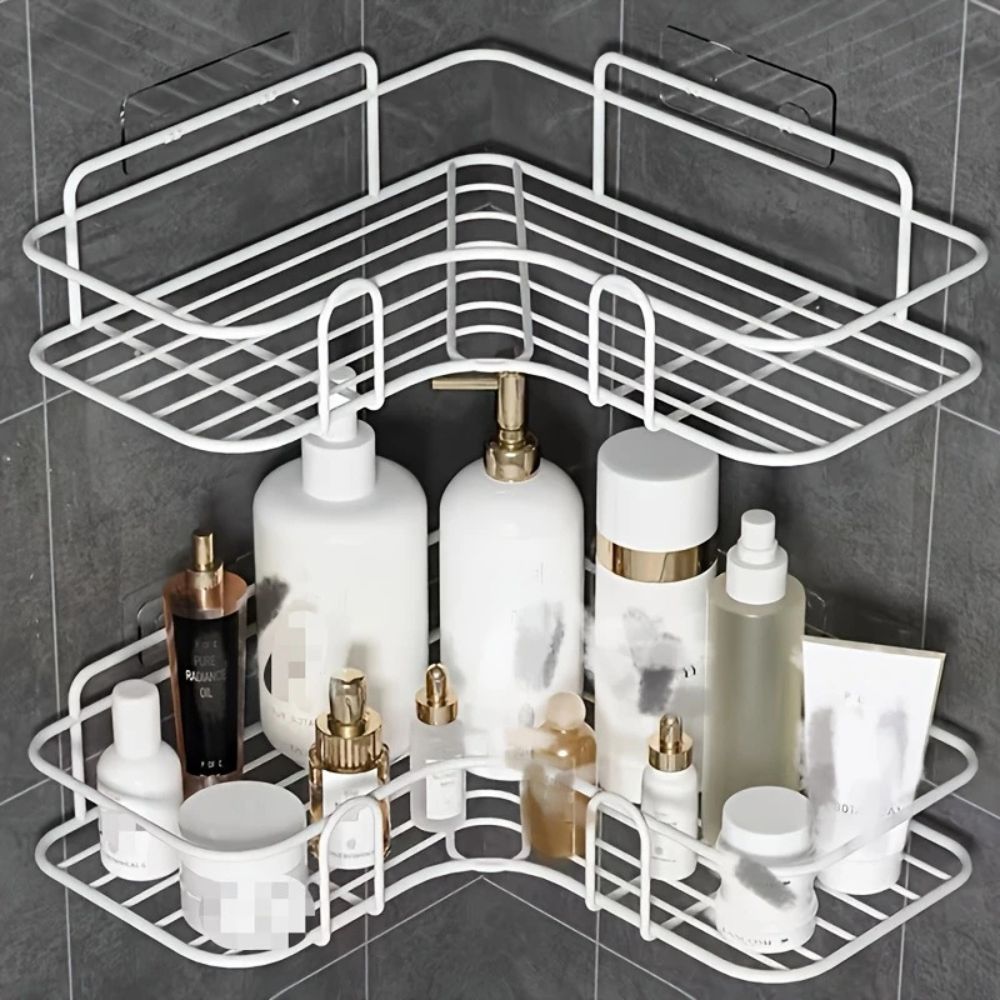AquaForm Elegant Corner Rack – Stylish Bathroom Organizer for Smart Storage Space