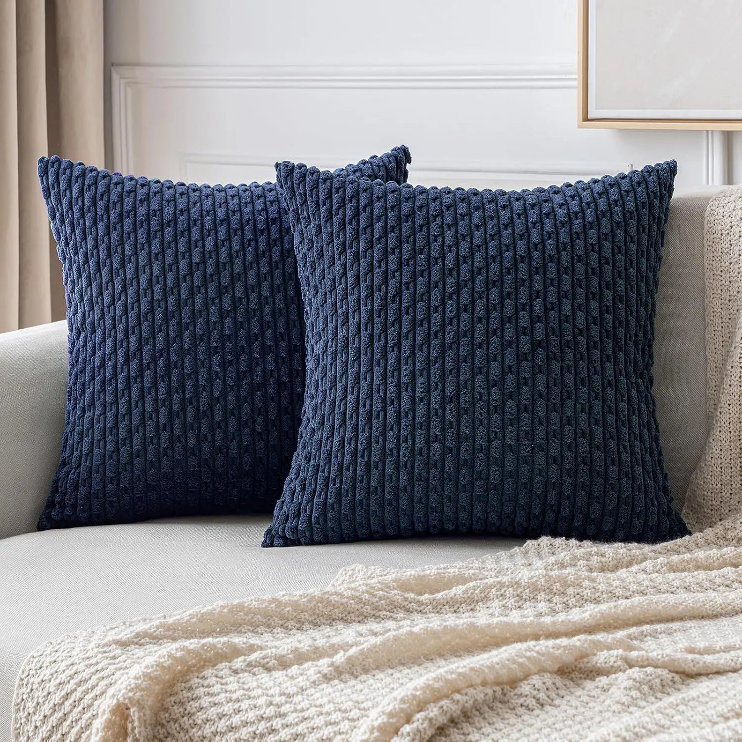 Soft Corduroy Decorative Pillow with Raised Texture for Sofa and Bed