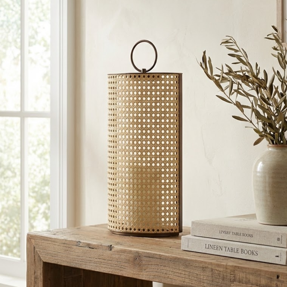 Lanterne Solaire d'Extérieur avec Télécommande et Revêtement en Rotin pour Jardin et Terrasse