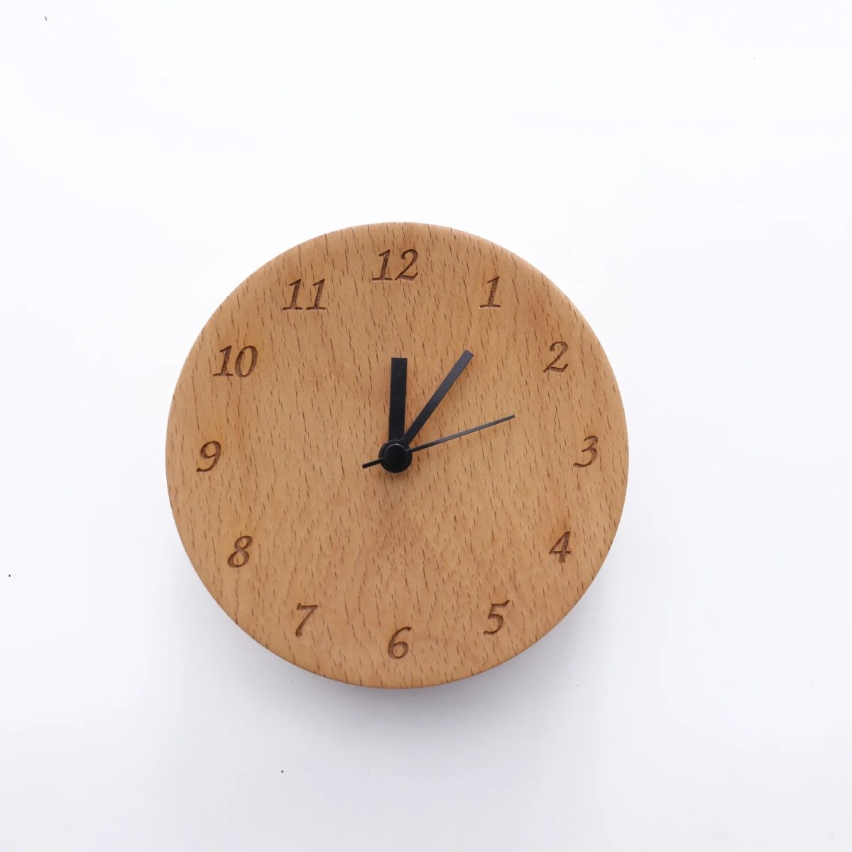 Alarm Clock Made of Solid Beech Wood with Analog Movement and Silent Mechanism