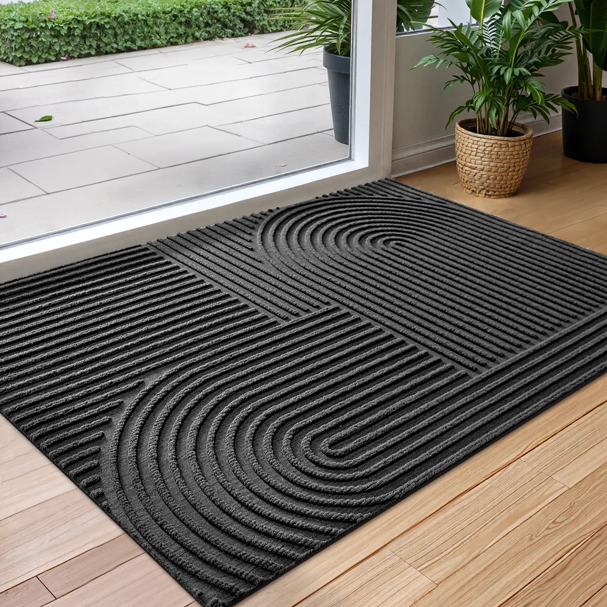 Paillasson absorbant avec dessous en caoutchouc antidérapant pour intérieur et extérieur
