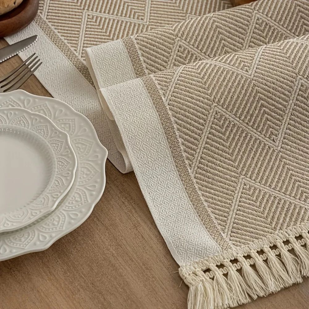LoomÉtoile Luxe Woven Table Runner – Stylish Texture for a Warm Interior