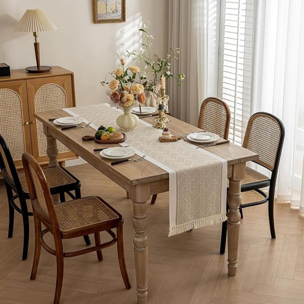 LoomÉtoile Luxe Woven Table Runner – Stylish Texture for a Warm Interior