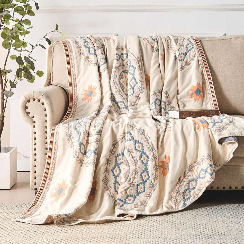 LunaWeave Luxe Living Throw – Cotton Mandala Blanket for a Boho-Chic Interior