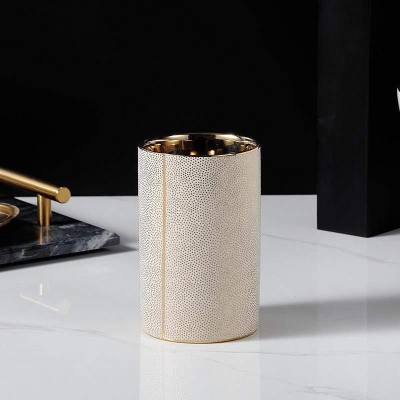 LuxeBain – Elegant Ceramic Bathroom Set with Golden Accents