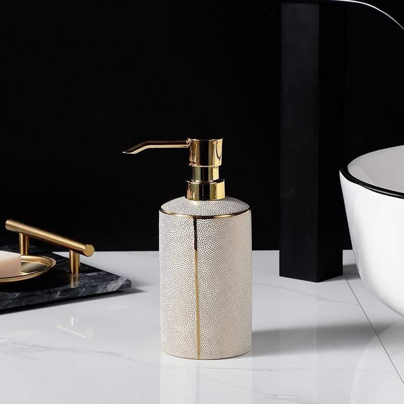 LuxeBain – Elegant Ceramic Bathroom Set with Golden Accents