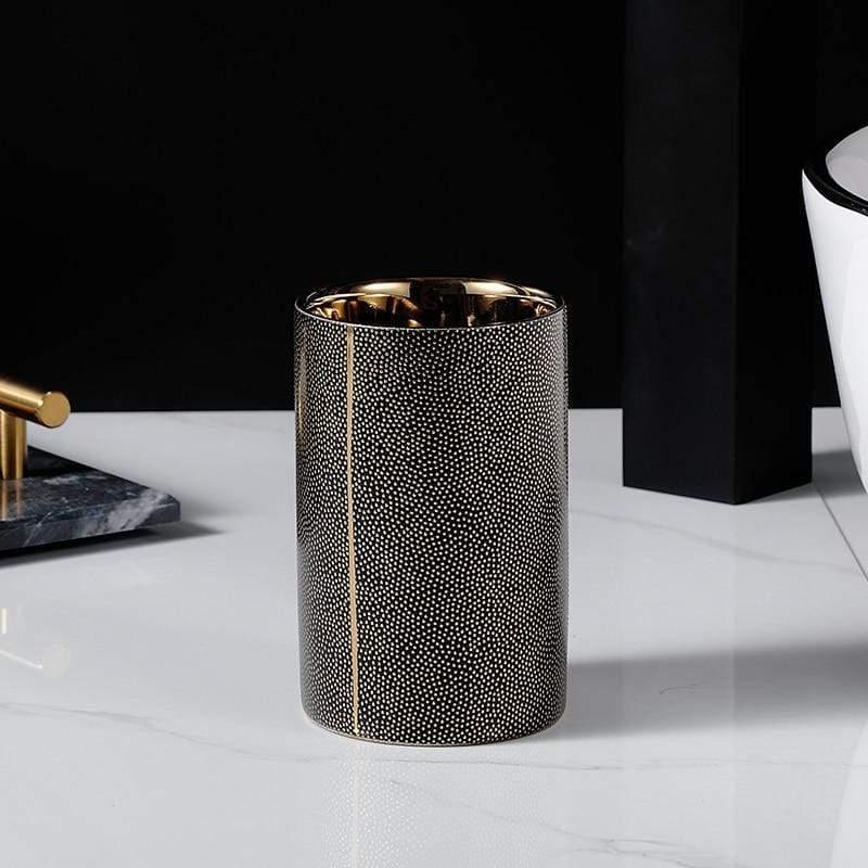 LuxeBain – Elegant Ceramic Bathroom Set with Golden Accents