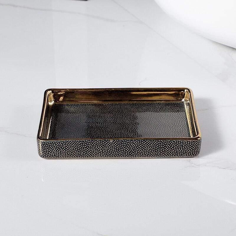 LuxeBain – Elegant Ceramic Bathroom Set with Golden Accents