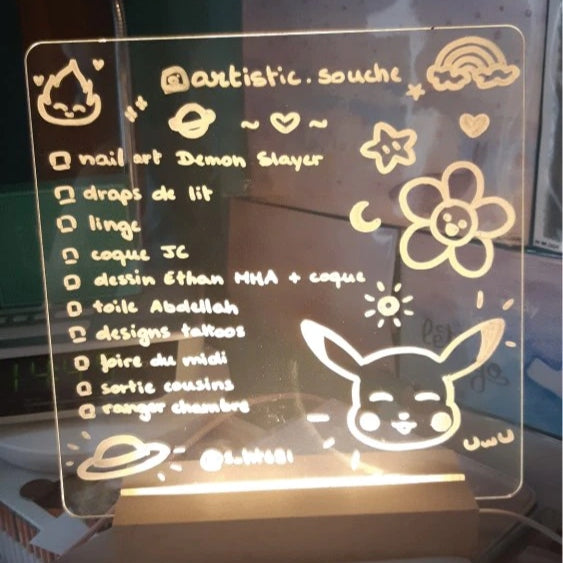 MemoGlow – Stijlvolle Acryl Notitiebord met Houten Standaard