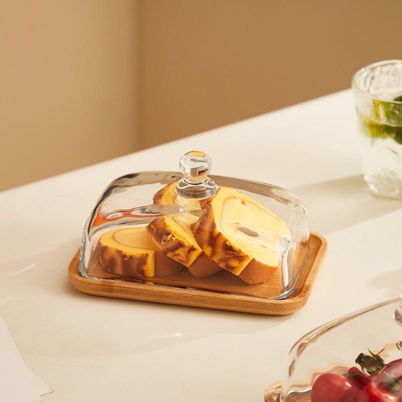 LumiVerre Elegant Butter Dish of Wood & Glass – for a Stylish Table Presentation