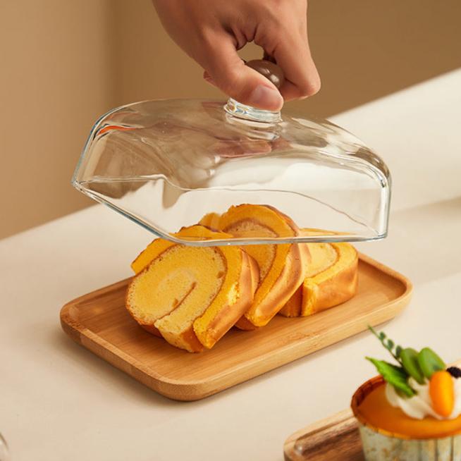 LumiVerre Elegant Butter Dish of Wood & Glass – for a Stylish Table Presentation