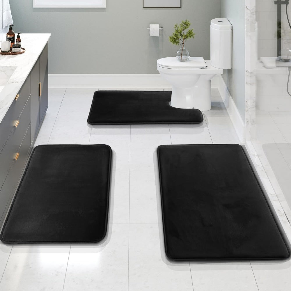 VelvaLuxe – Premium Memory Foam Bath Mat Set (3-piece) for Ultimate Comfort