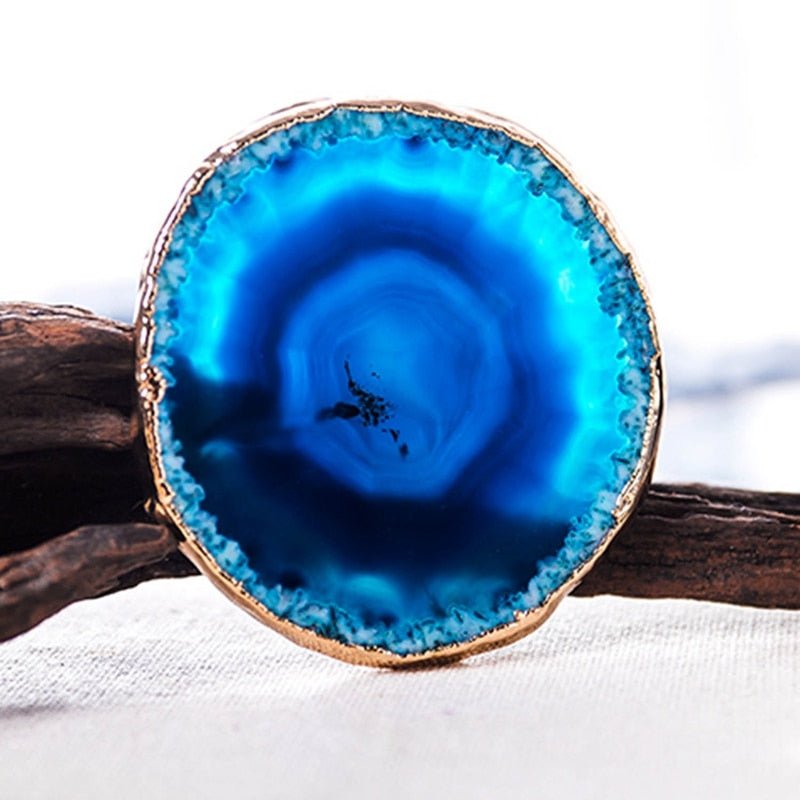 AgateLux – Luxury Blue Agate Coaster Set with Gold Accents