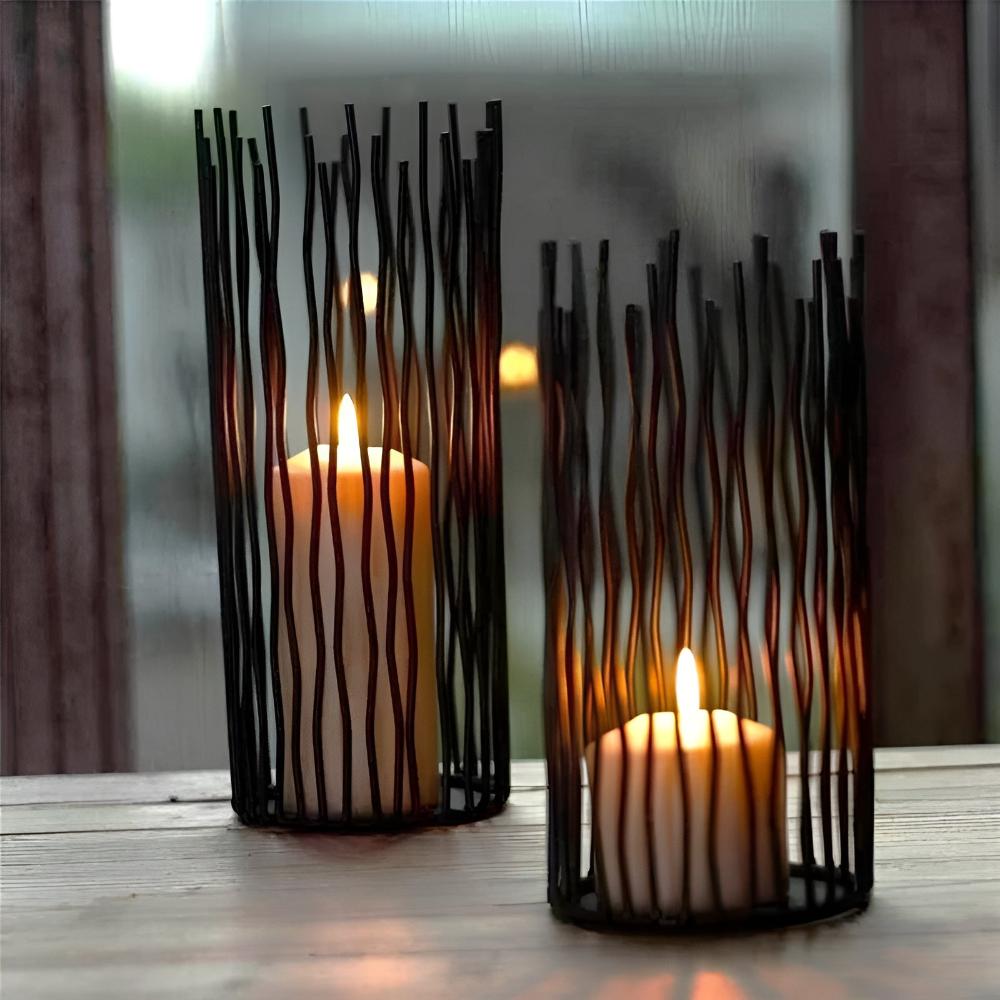 NoirLume Bohemian Iron Candlestick – Stylish Geometry for an Atmospheric Interior