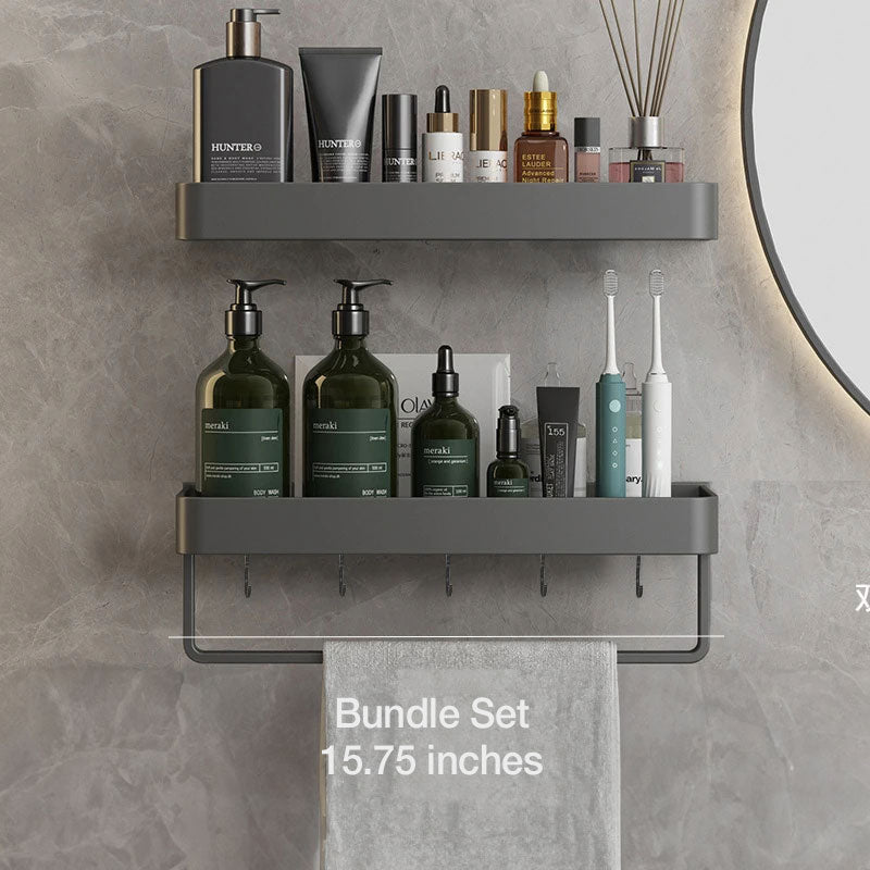 UrbanShelf – Modern Floating Bathroom Shelves with Self-Adhesive Installation and Towel Holder