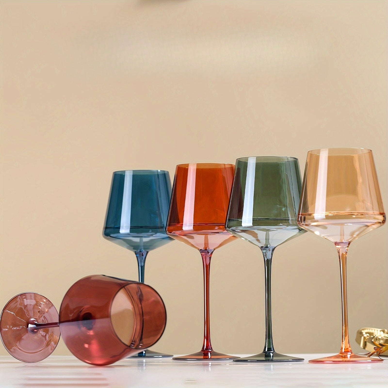 PrismGlow – Set of 6 Premium Colored Wine Glasses with Hand-Blown Crystal