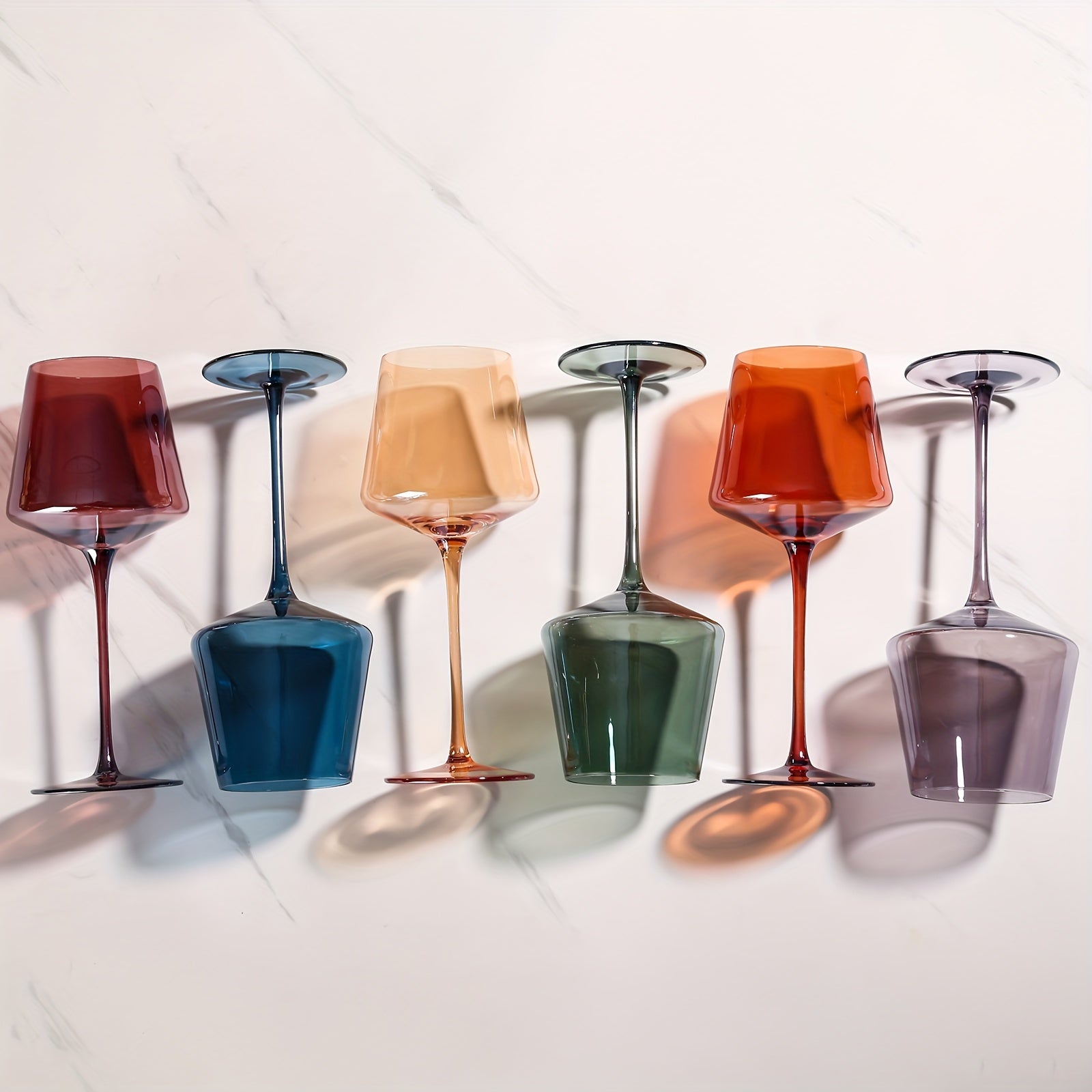 PrismGlow – Set of 6 Premium Colored Wine Glasses with Hand-Blown Crystal