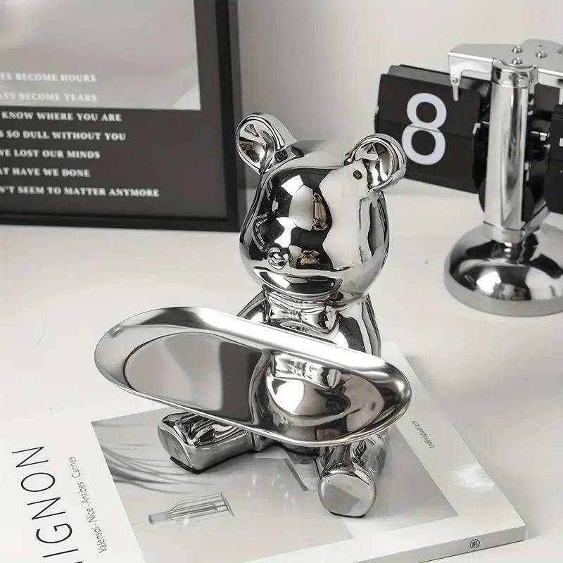 ShineBear – Luxury Decorative Sculpture Holder with Glossy Ceramic Finish