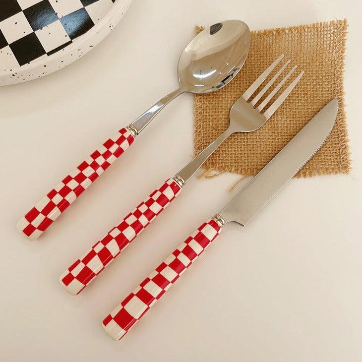 RetroChef – Stylish Stainless Steel Cutlery with Schachbordpattern