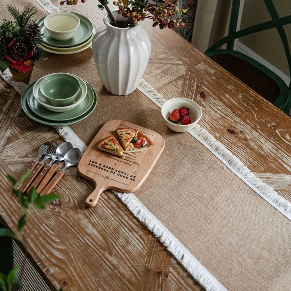 TerraLoom Natural Jute Table Runner – Rustic Elegance for a Warm Table Setting