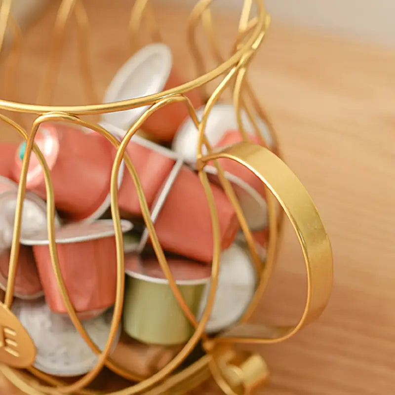 Porte-capsules de café en fonte en forme de tasse avec poignée pour plan de travail