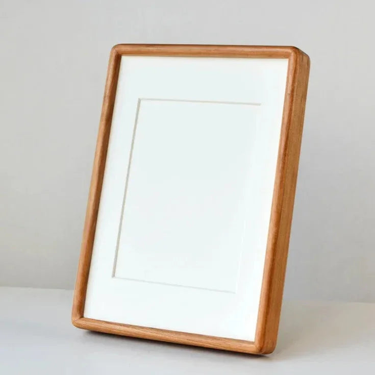 Cadre Photo Massif en Bois avec Passe-Partout et Coins Arrondis pour Table