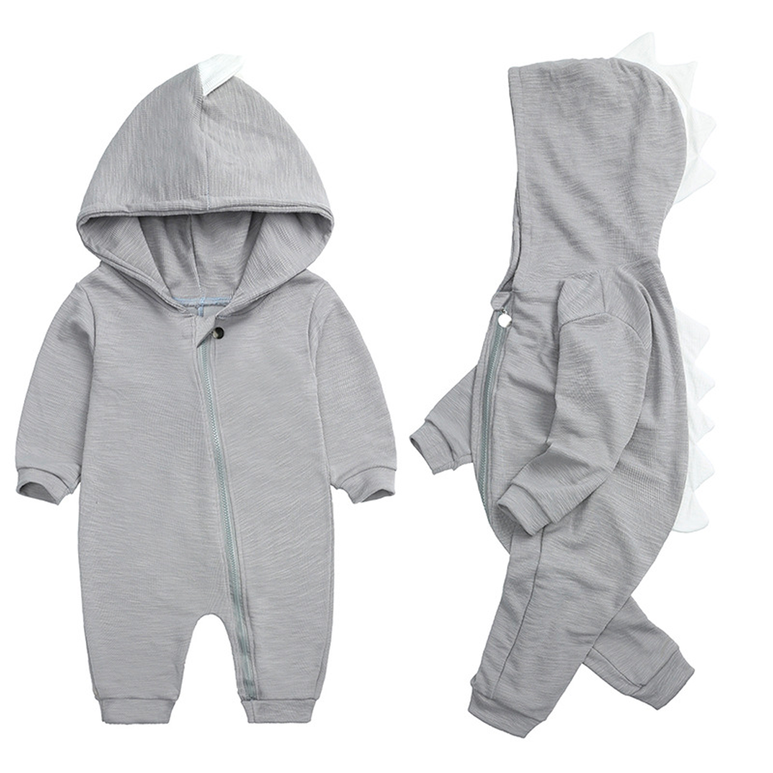 DinoSnug – Cute Dino Baby Onesie with Hood & Soft Cotton Fabric