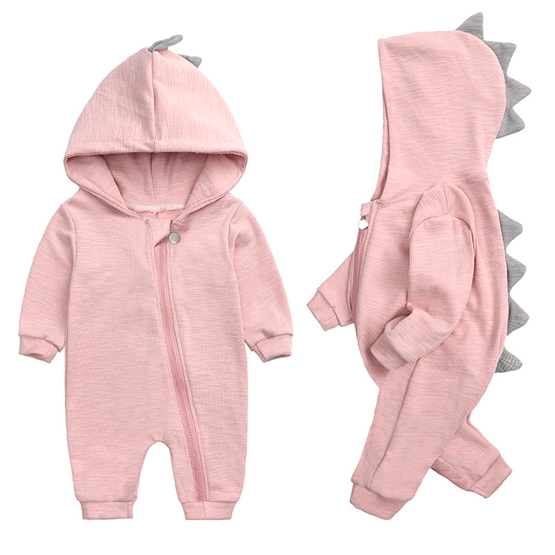 DinoSnug – Cute Dino Baby Onesie with Hood & Soft Cotton Fabric