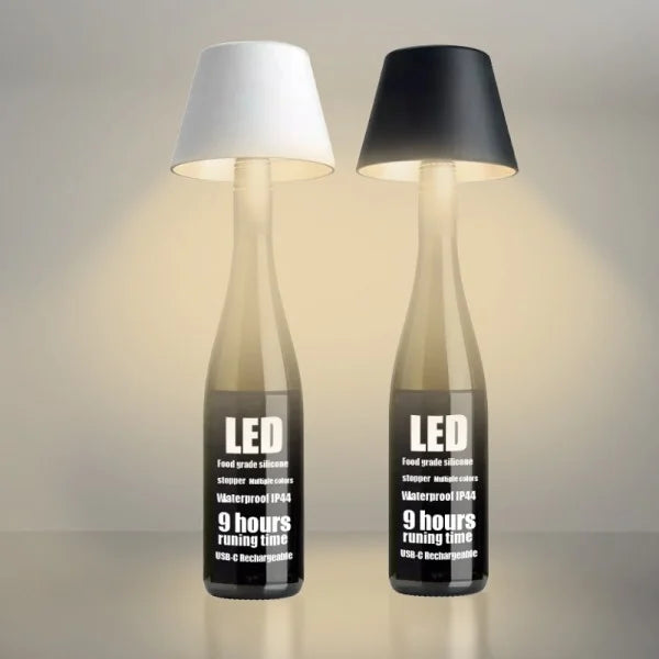 VinAura – Luxury Table Lamp with Rechargeable LED and Unique Bottle Mounting