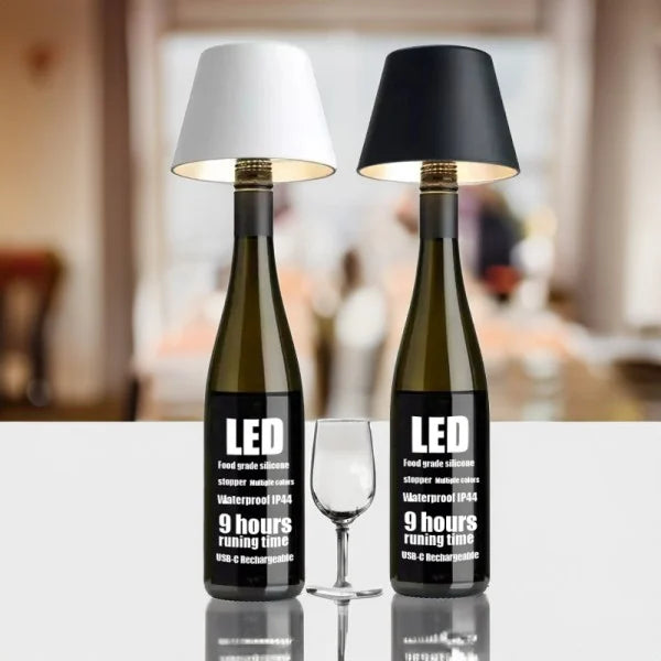 VinAura – Luxury Table Lamp with Rechargeable LED and Unique Bottle Mounting