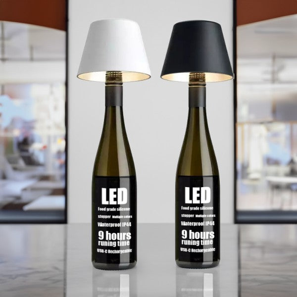 VinAura – Luxury Table Lamp with Rechargeable LED and Unique Bottle Mounting