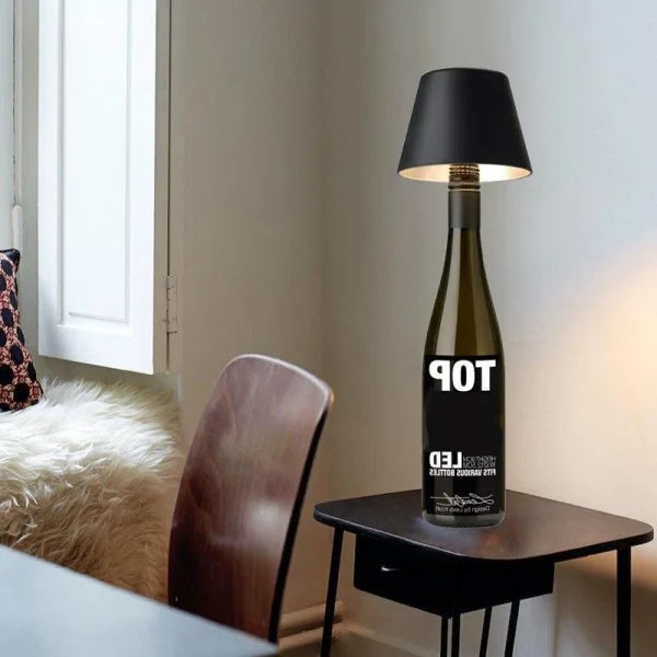 VinAura – Luxury Table Lamp with Rechargeable LED and Unique Bottle Mounting