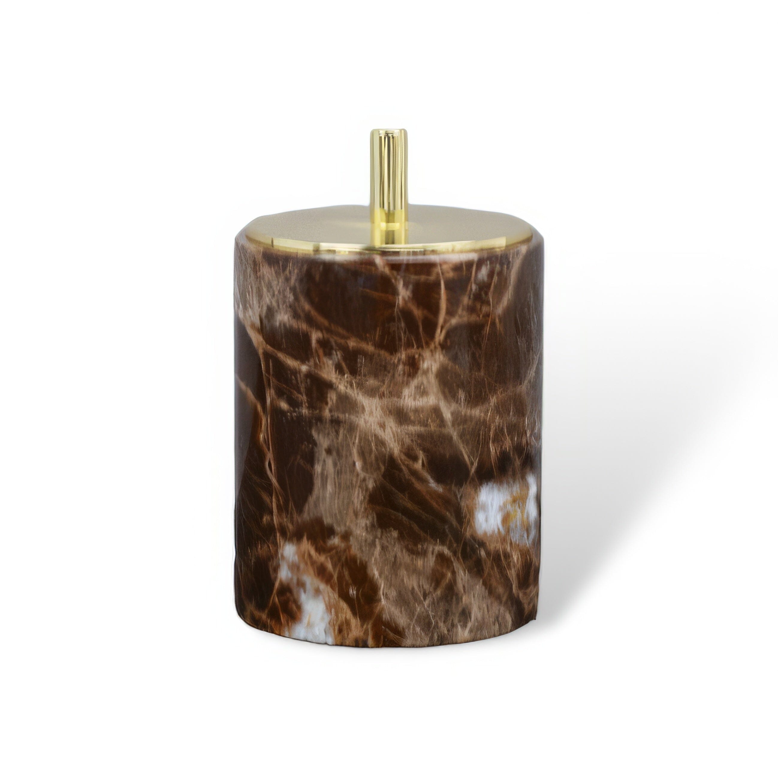 Ensemble de Salle de Bain en Marbre Emperador Dark – Distributeur de Savon, Plateau, Boîte à Mouchoirs, Porte-Brosse à Dents