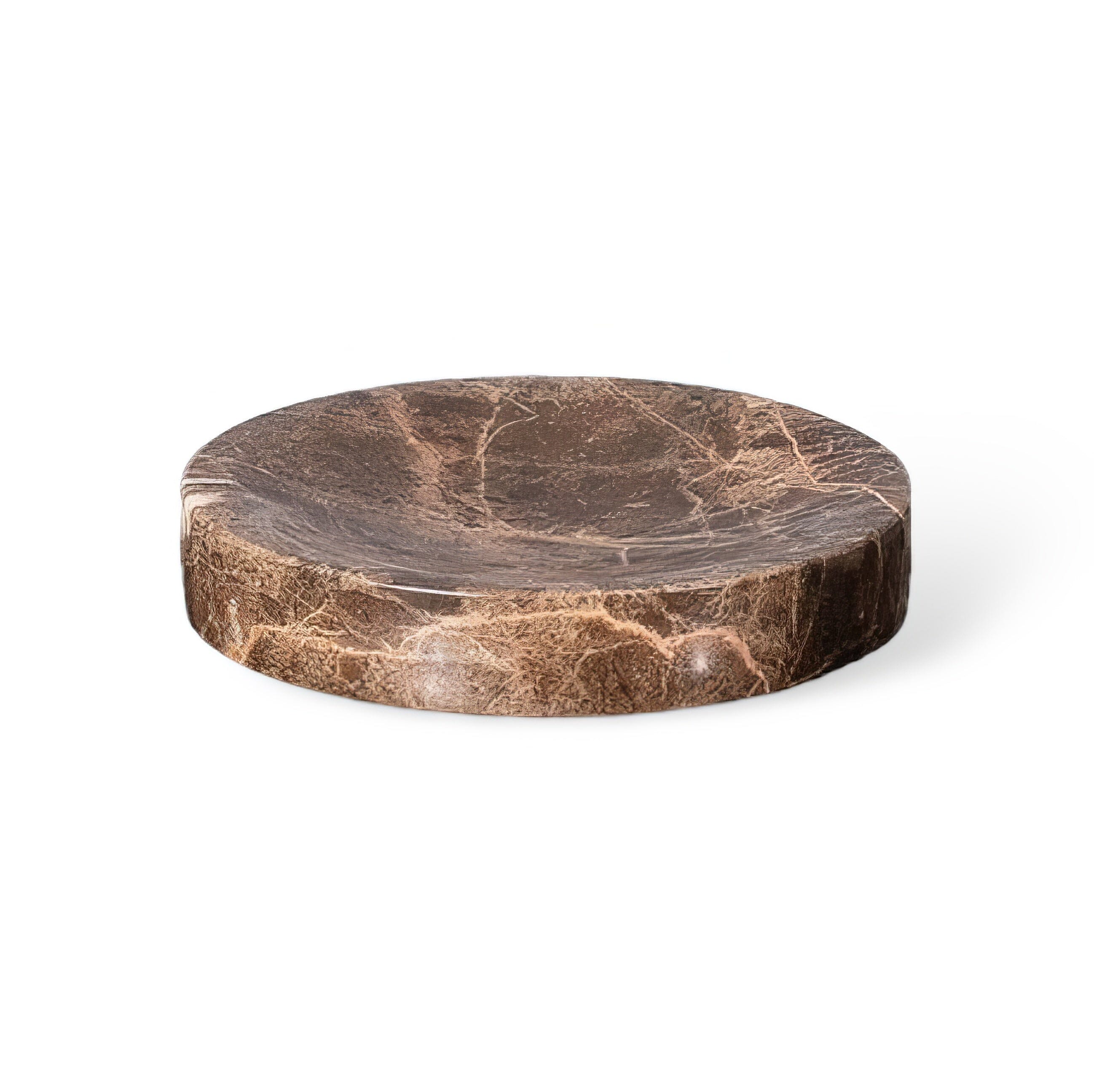 Ensemble de Salle de Bain en Marbre Emperador Dark – Distributeur de Savon, Plateau, Boîte à Mouchoirs, Porte-Brosse à Dents