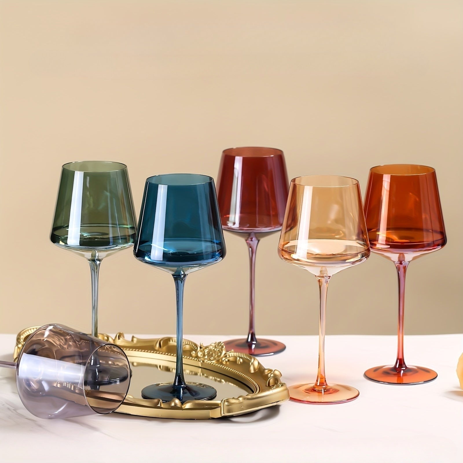 PrismGlow – Set of 6 Premium Colored Wine Glasses with Hand-Blown Crystal