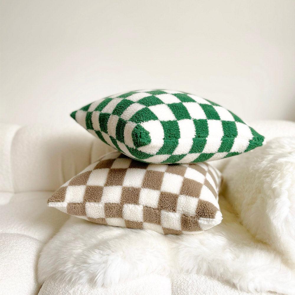 CaroLuxe Checked Cushion Cover of Soft Cotton – For a Warm and Stylish Interior