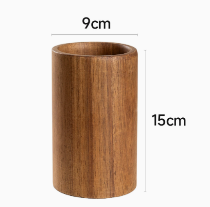 Teak Kitchen Utensil Holder Made of Solid Burmese Teak for Countertop