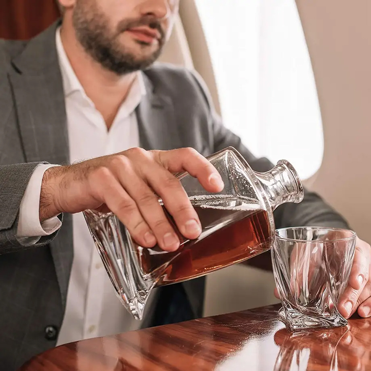 WhiskerLux – Ensemble de carafe à whisky de luxe avec carafe en cristal et pierres à whisky