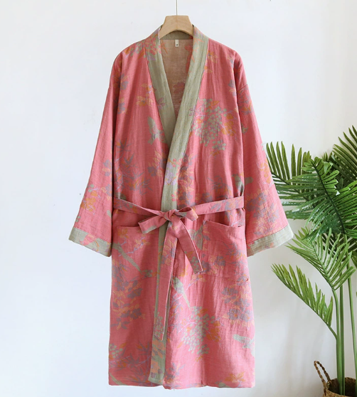 VintageLoom – Ademend Katoenen Wafelbadjas met Tijdloze Retro Charme
